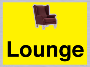 Lounge Dementia Friendly Yellow SIgn